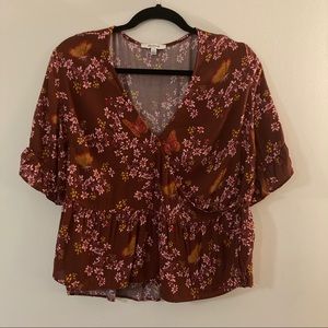Madewell floral butterfly wrap blouse